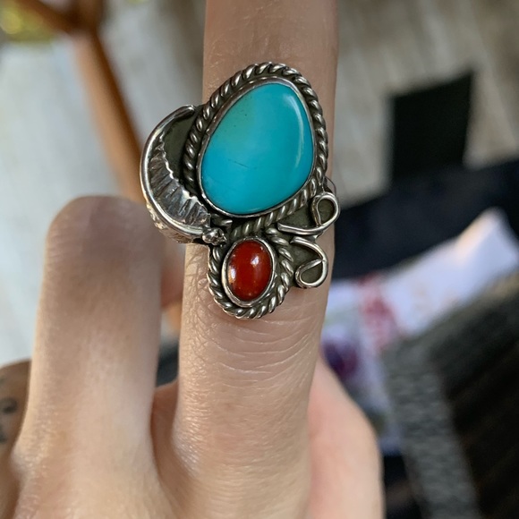 Vintage Jewelry - FINALPRICE Vintage Native Turquoise Coral Silver